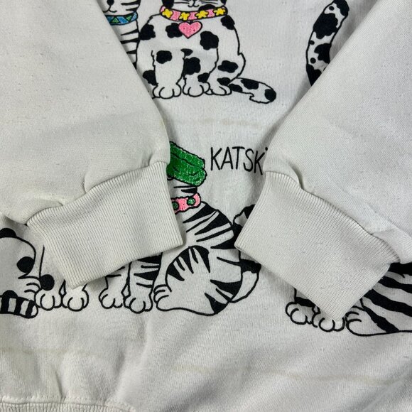 VTG Marcy & Me Cats Sweatshirt Fits Like A Medium White Dingy Crewneck Tag OS - Picture 6 of 16